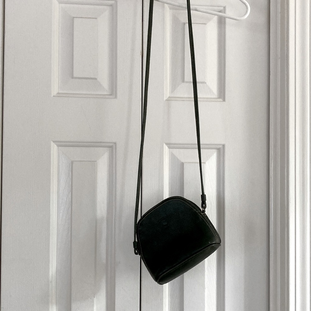 B. H. Bass leather dark green crossbody 6 x 5.5 x 2 (48” strap)